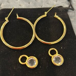 Simple Bezel Crystal Charms for Hoop Earrings-Boutique